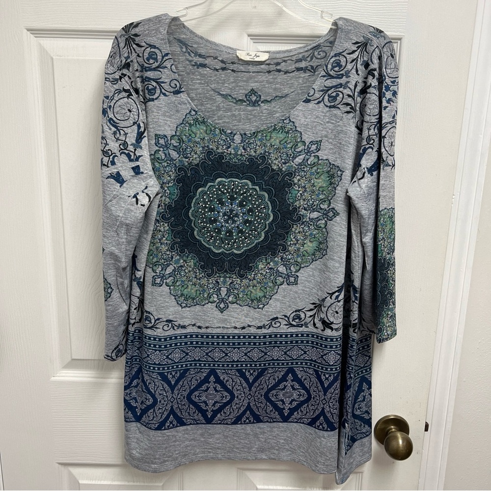 Gray & Blue XL Women's Top Mandela